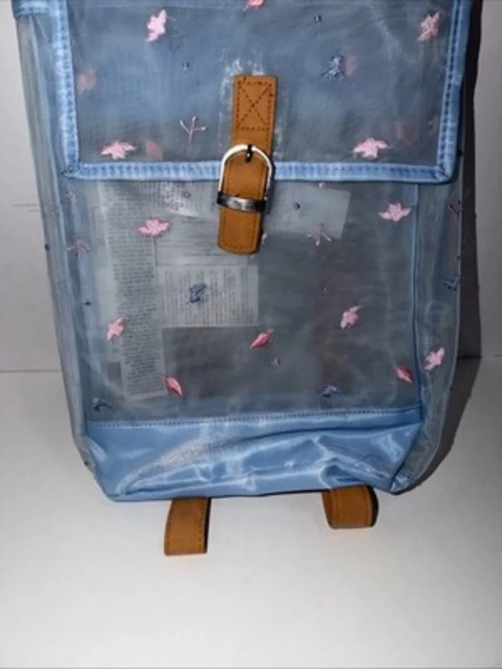 Disney Store Frozen 2 swim bag featuring a sheer mesh design and pink embroidery
